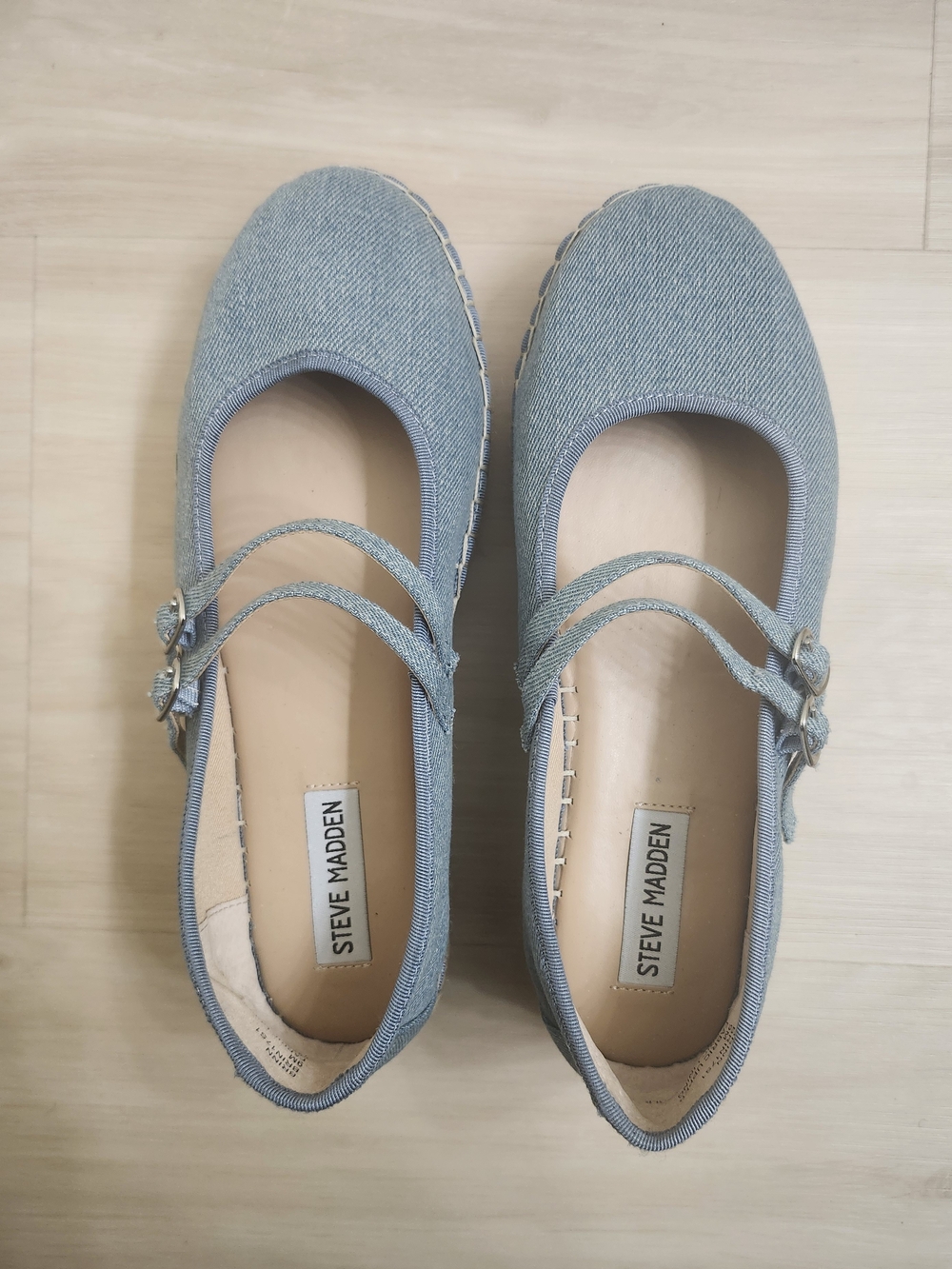 Steve Madden Women's Light Blue Denim Mary Jane Flats